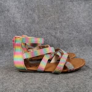 Art Class Shoes Kids 3 Sandals Strappy Colorful Girls Flats Heel Zip Open Toe
